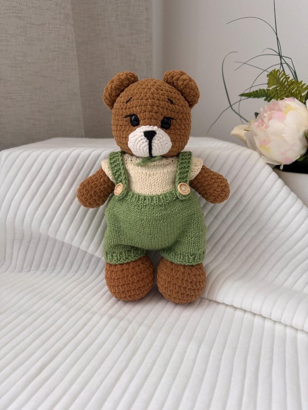 Handmade‎ Crochet Teddy Bear, Soft Amigurumi Stuffed Animal, Nursery Decor